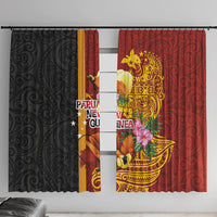 Papua New Guinea Independence Day Window Curtain Birds-of-Paradise Melanesian Tattoos Tropical Plants LT03 With Hooks Multicolor - Polynesian Pride