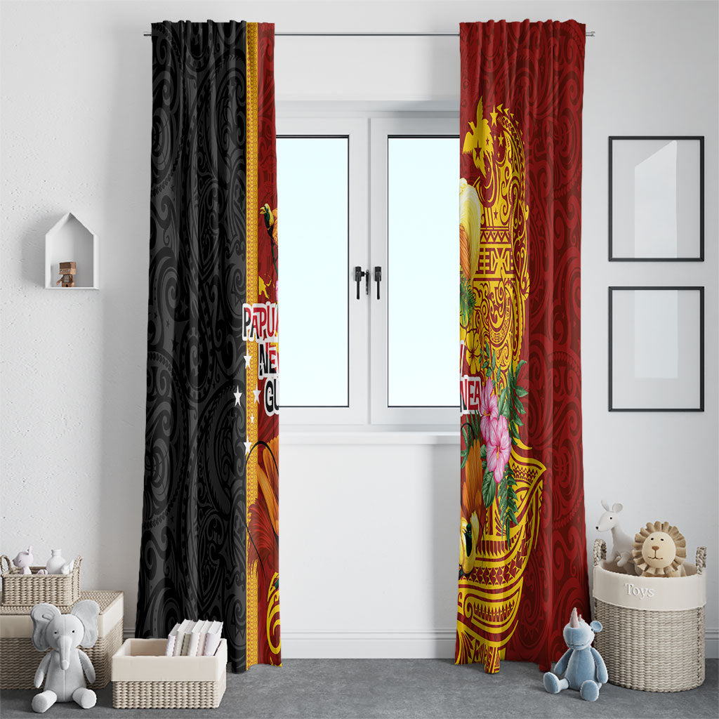 Papua New Guinea Independence Day Window Curtain Birds-of-Paradise Melanesian Tattoos Tropical Plants LT03 - Polynesian Pride