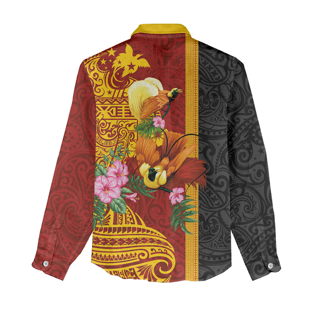 Papua New Guinea Independence Day Women Casual Shirt Birds-of-Paradise Melanesian Tattoos Tropical Plants LT03 - Polynesian Pride