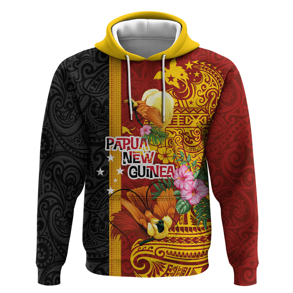 Papua New Guinea Independence Day Zip Hoodie Birds-of-Paradise Melanesian Tattoos Tropical Plants LT03 Pullover Hoodie Multicolor - Polynesian Pride