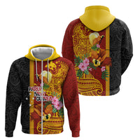 Papua New Guinea Independence Day Zip Hoodie Birds-of-Paradise Melanesian Tattoos Tropical Plants LT03 - Polynesian Pride