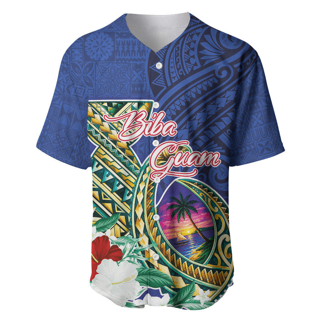 Guam Chamorro Baseball Jersey Tribal Latte Stone and Seal Artwork Polynesian Patterns LT03 Multicolor - Polynesian Pride