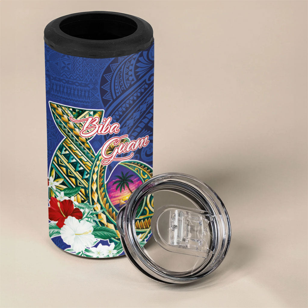 Guam Chamorro 4 in 1 Can Cooler Tumbler Tribal Latte Stone and Seal Artwork Polynesian Patterns LT03 - Polynesian Pride