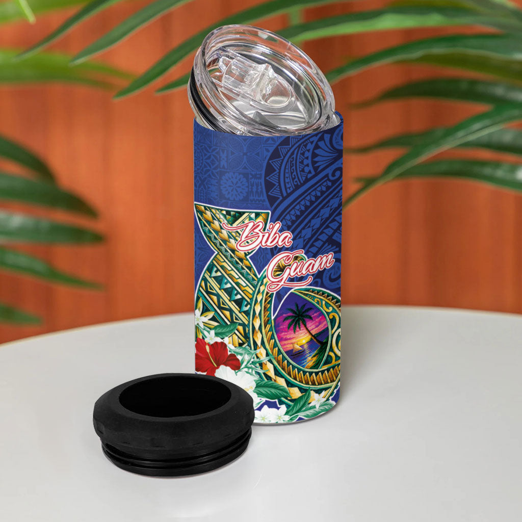 Guam Chamorro 4 in 1 Can Cooler Tumbler Tribal Latte Stone and Seal Artwork Polynesian Patterns LT03 - Polynesian Pride