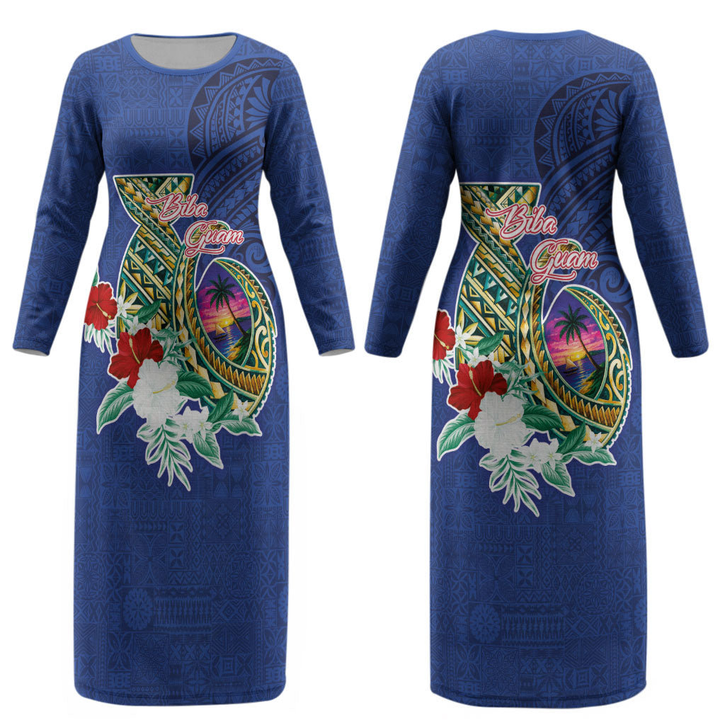 Guam Chamorro Couples Matching Long Sleeve Bodycon Dress and Long Sleeve Button Shirt Tribal Latte Stone and Seal Artwork Polynesian Patterns LT03 - Polynesian Pride