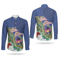 Guam Chamorro Couples Matching Mermaid Dress and Long Sleeve Button Shirt Tribal Latte Stone and Seal Artwork Polynesian Patterns LT03 - Polynesian Pride