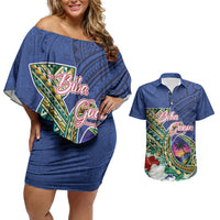 Guam Chamorro Couples Matching Off Shoulder Short Dress and Hawaiian Shirt Tribal Latte Stone and Seal Artwork Polynesian Patterns LT03 Multicolor - Polynesian Pride