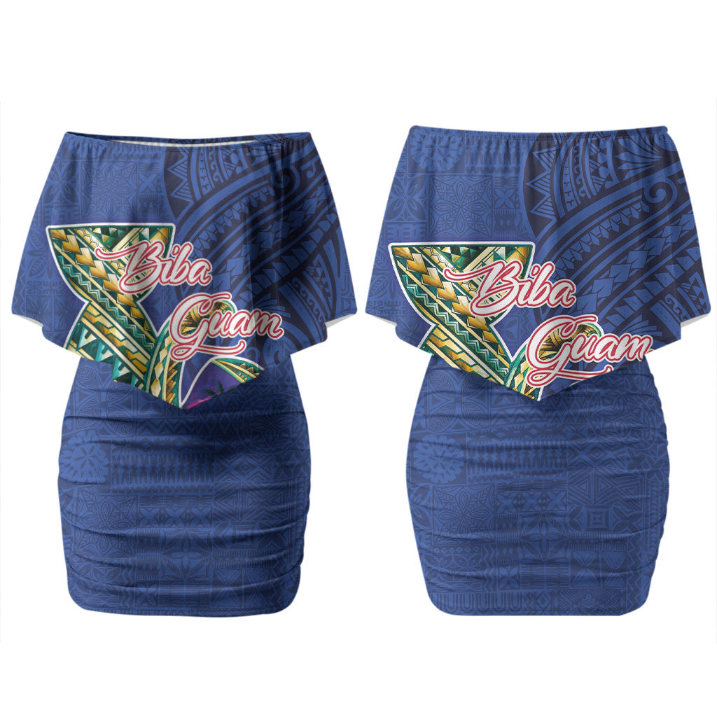 Guam Chamorro Couples Matching Off Shoulder Short Dress and Hawaiian Shirt Tribal Latte Stone and Seal Artwork Polynesian Patterns LT03 - Polynesian Pride