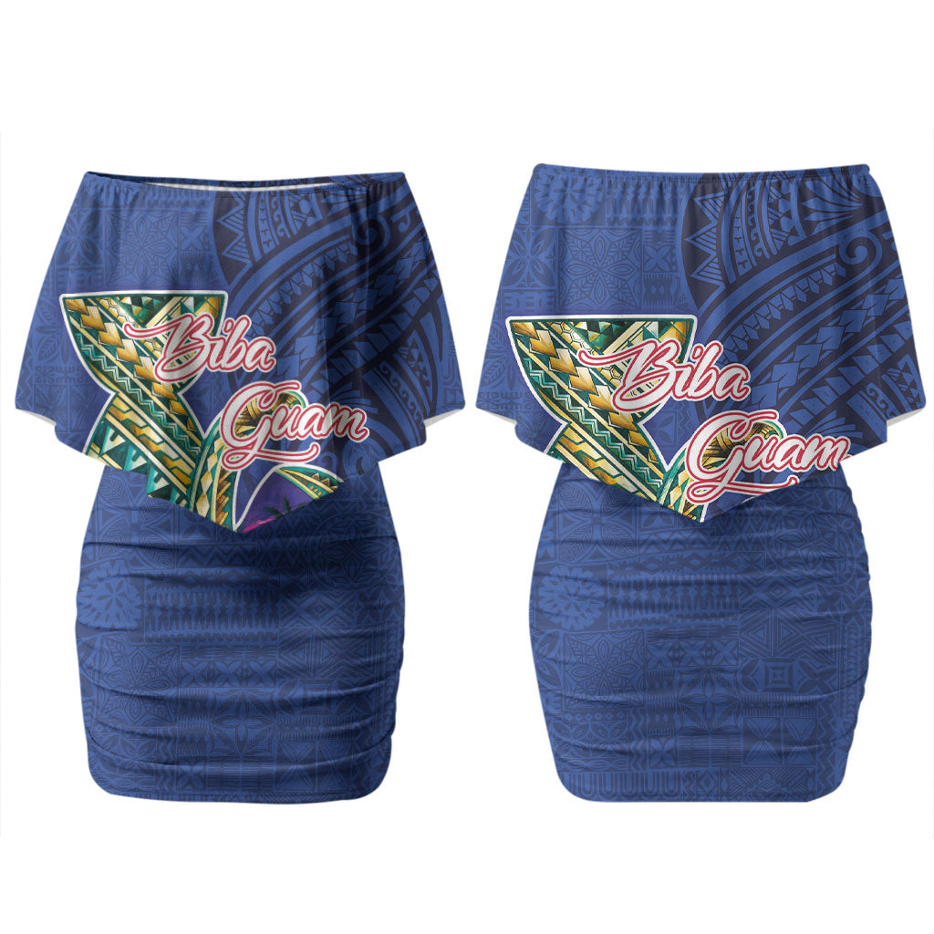 Guam Chamorro Couples Matching Off Shoulder Short Dress and Long Sleeve Button Shirt Tribal Latte Stone and Seal Artwork Polynesian Patterns LT03 - Polynesian Pride