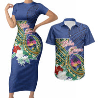 Guam Chamorro Couples Matching Short Sleeve Bodycon Dress and Hawaiian Shirt Tribal Latte Stone and Seal Artwork Polynesian Patterns LT03 Multicolor - Polynesian Pride