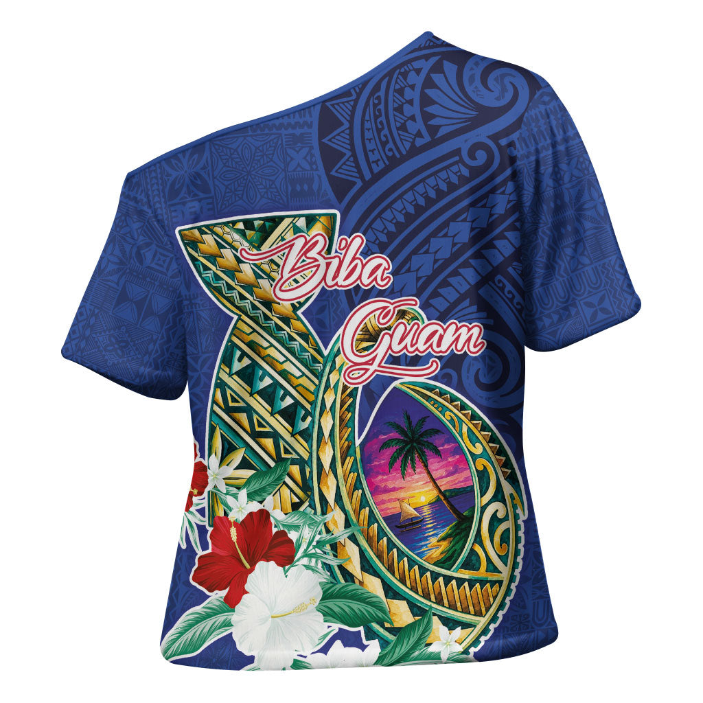 Guam Chamorro Cross Shoulder Shirt Tribal Latte Stone and Seal Artwork Polynesian Patterns LT03 - Polynesian Pride
