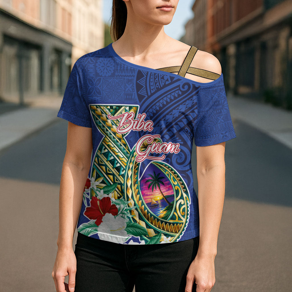 Guam Chamorro Cross Shoulder Shirt Tribal Latte Stone and Seal Artwork Polynesian Patterns LT03 - Polynesian Pride