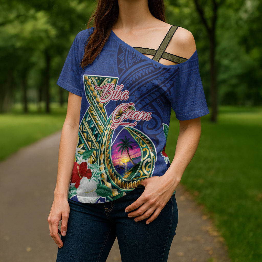 Guam Chamorro Cross Shoulder Shirt Tribal Latte Stone and Seal Artwork Polynesian Patterns LT03 - Polynesian Pride