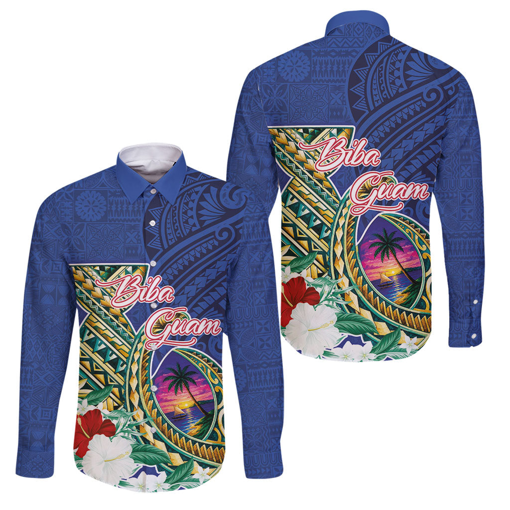 Guam Chamorro Family Matching Mermaid Dress and Hawaiian Shirt Tribal Latte Stone and Seal Artwork Polynesian Patterns LT03 Dad's Shirt - Long Sleeve Multicolor - Polynesian Pride