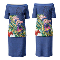 Guam Chamorro Family Matching Puletasi and Hawaiian Shirt Tribal Latte Stone and Seal Artwork Polynesian Patterns LT03 Mom's Dress Multicolor - Polynesian Pride