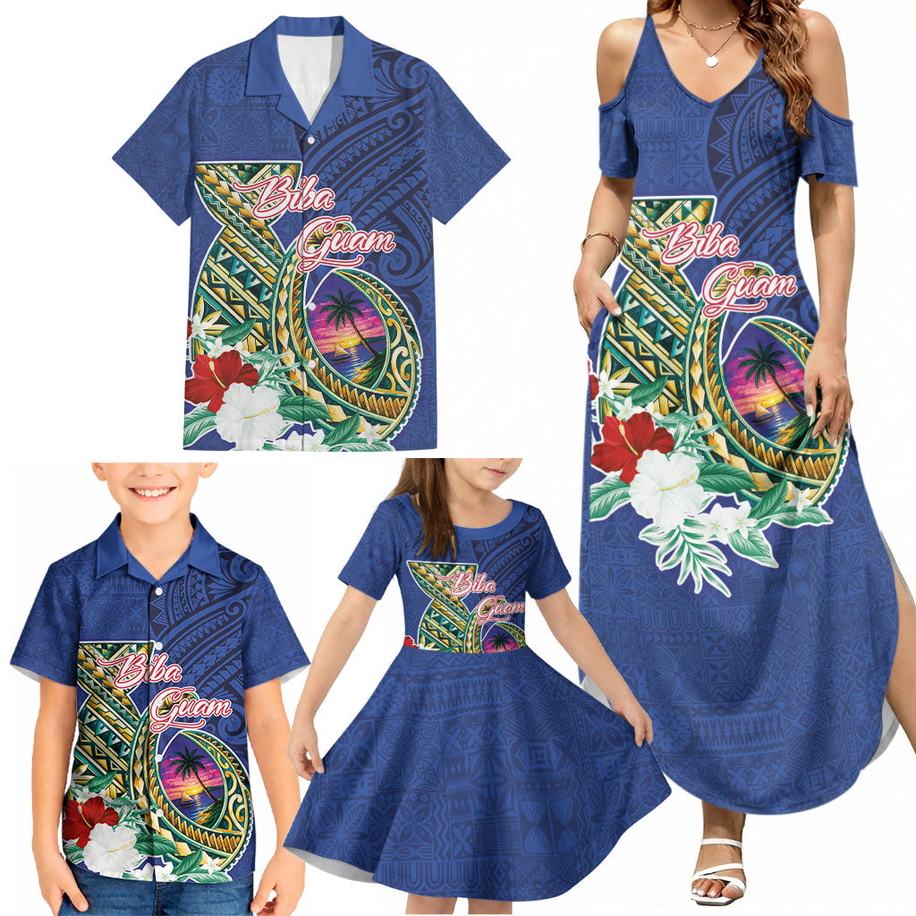Guam Chamorro Family Matching Summer Maxi Dress and Hawaiian Shirt Tribal Latte Stone and Seal Artwork Polynesian Patterns LT03 - Polynesian Pride