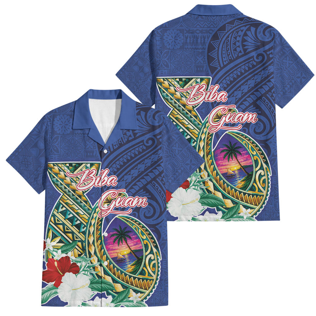 Guam Chamorro Family Matching Summer Maxi Dress and Hawaiian Shirt Tribal Latte Stone and Seal Artwork Polynesian Patterns LT03 Dad's Shirt - Short Sleeve Multicolor - Polynesian Pride