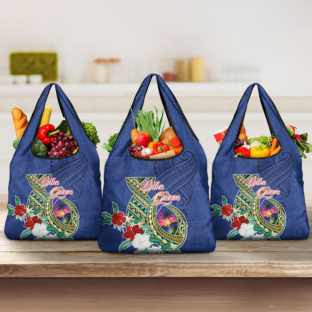 Guam Chamorro Grocery Bag Tribal Latte Stone and Seal Artwork Polynesian Patterns LT03 3-pack One Size Multicolor - Polynesian Pride