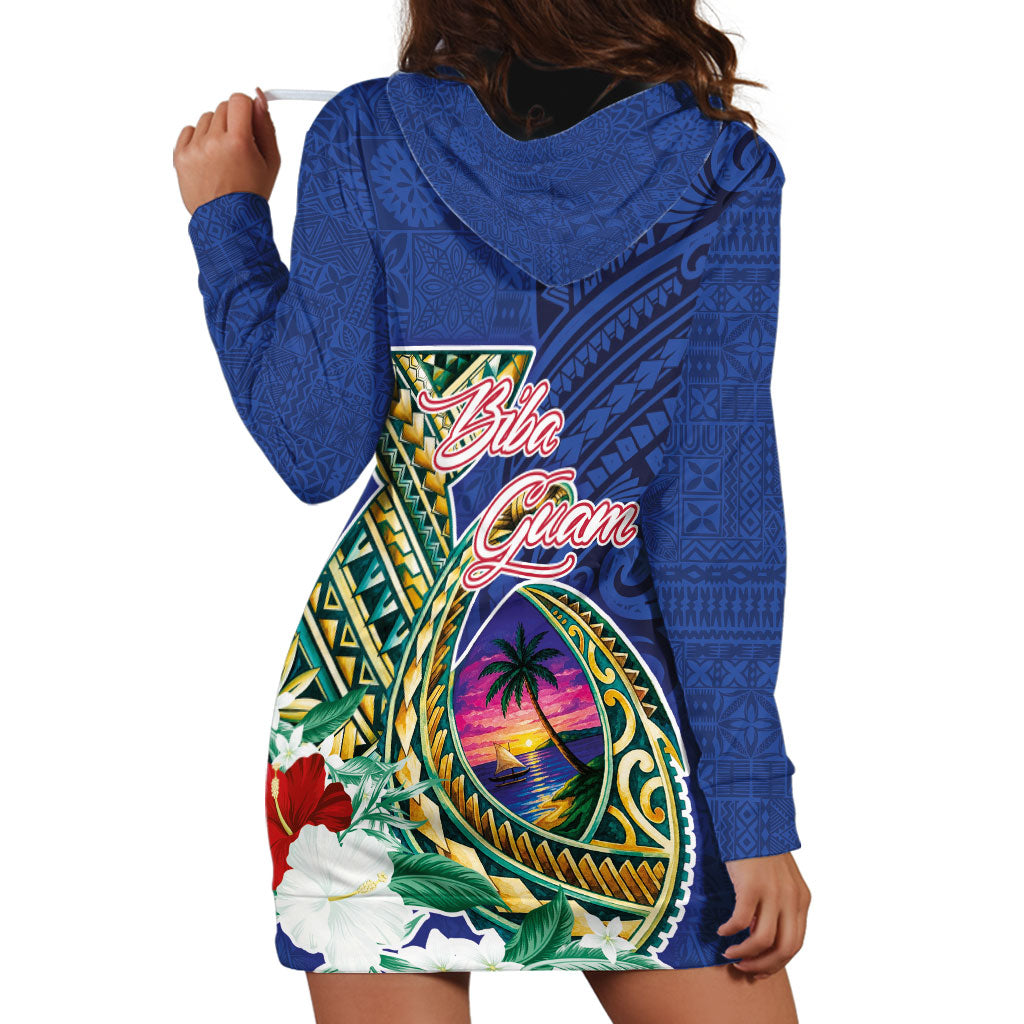 Guam Chamorro Hoodie Dress Tribal Latte Stone and Seal Artwork Polynesian Patterns LT03 - Polynesian Pride