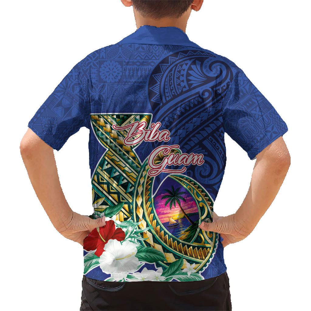Guam Chamorro Kid Hawaiian Shirt Tribal Latte Stone and Seal Artwork Polynesian Patterns LT03 - Polynesian Pride