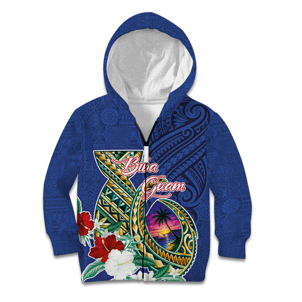 Guam Chamorro Kid Hoodie Tribal Latte Stone and Seal Artwork Polynesian Patterns LT03 Zip Hoodie Multicolor - Polynesian Pride