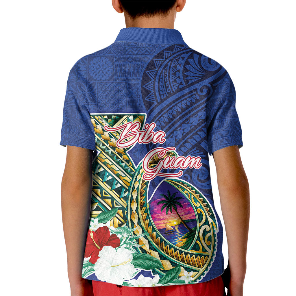 Guam Chamorro Kid Polo Shirt Tribal Latte Stone and Seal Artwork Polynesian Patterns LT03 - Polynesian Pride