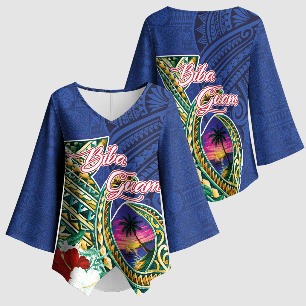Guam Chamorro Kimono Sleeve Blouse Tribal Latte Stone and Seal Artwork Polynesian Patterns LT03 - Polynesian Pride
