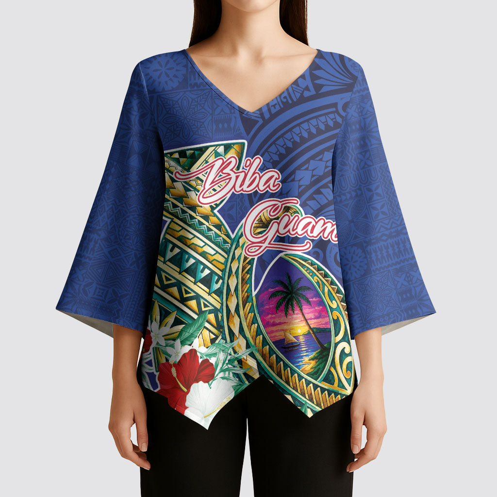 Guam Chamorro Kimono Sleeve Blouse Tribal Latte Stone and Seal Artwork Polynesian Patterns LT03 - Polynesian Pride