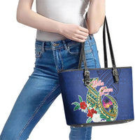 Guam Chamorro Leather Tote Bag Tribal Latte Stone and Seal Artwork Polynesian Patterns LT03 - Polynesian Pride