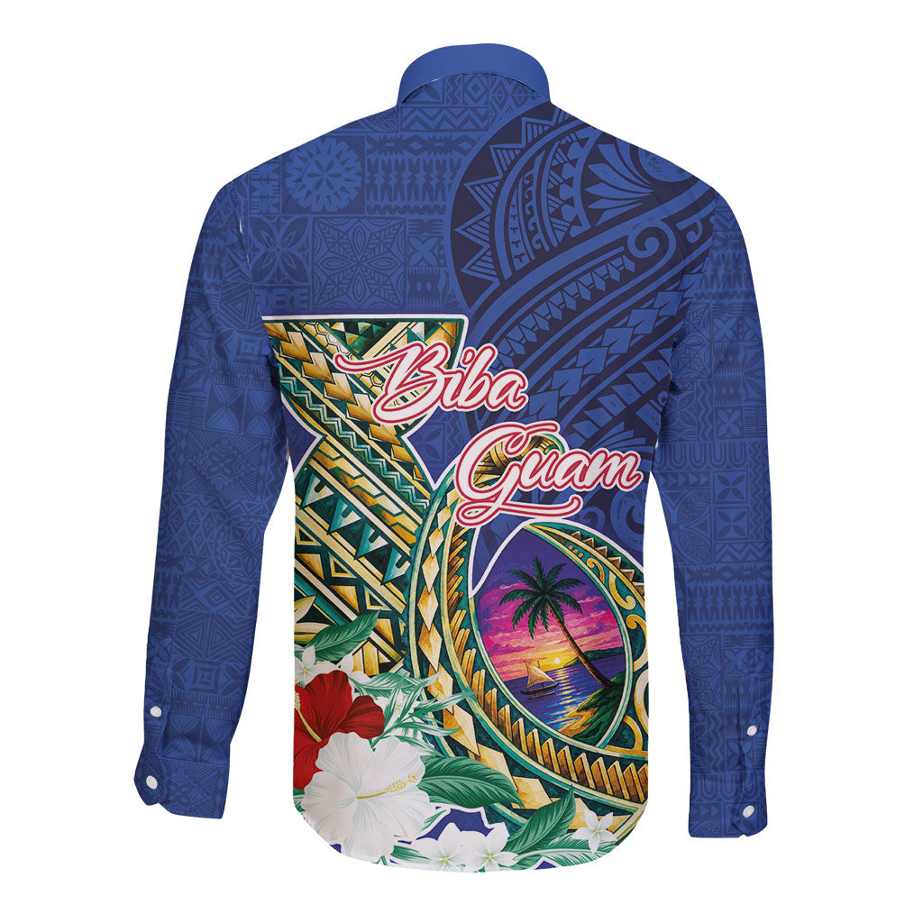 Guam Chamorro Long Sleeve Button Shirt Tribal Latte Stone and Seal Artwork Polynesian Patterns LT03 - Polynesian Pride