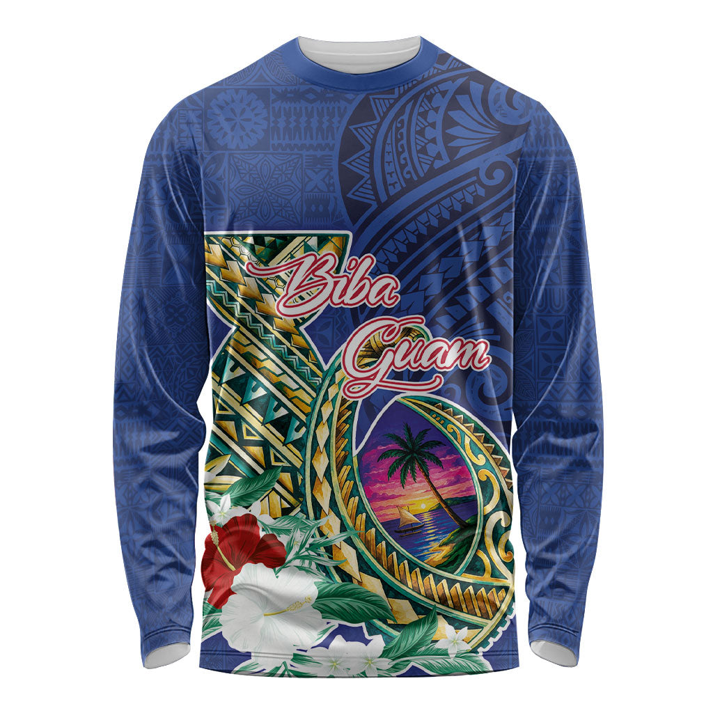 Guam Chamorro Long Sleeve Shirt Tribal Latte Stone and Seal Artwork Polynesian Patterns LT03 Unisex Multicolor - Polynesian Pride