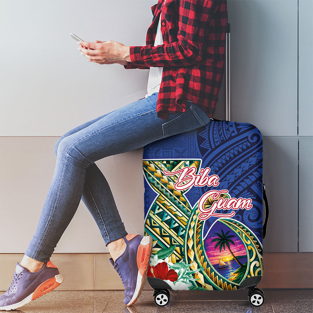 Guam Chamorro Luggage Cover Tribal Latte Stone and Seal Artwork Polynesian Patterns LT03 - Polynesian Pride