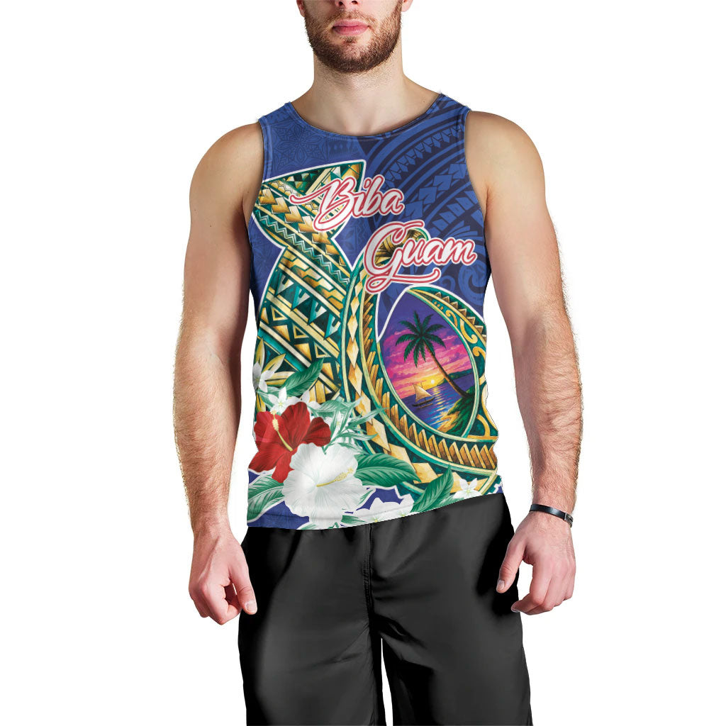 Guam Chamorro Men Tank Top Tribal Latte Stone and Seal Artwork Polynesian Patterns LT03 - Polynesian Pride