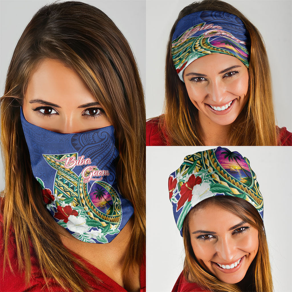 Guam Chamorro Neck Gaiter Tribal Latte Stone and Seal Artwork Polynesian Patterns LT03 - Polynesian Pride