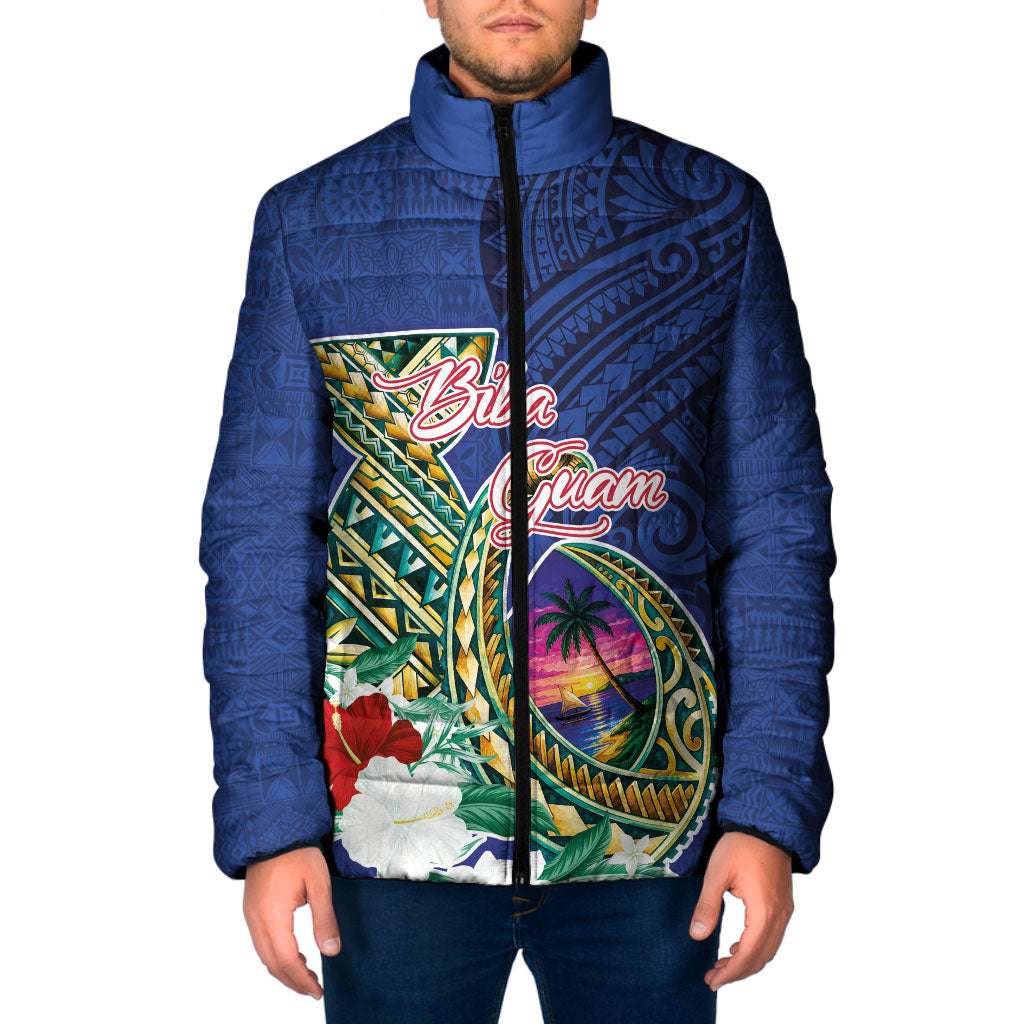 Guam Chamorro Padded Jacket Tribal Latte Stone and Seal Artwork Polynesian Patterns LT03 Men Multicolor - Polynesian Pride