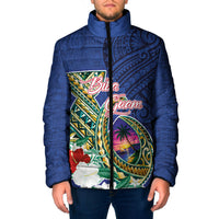 Guam Chamorro Padded Jacket Tribal Latte Stone and Seal Artwork Polynesian Patterns LT03 Men Multicolor - Polynesian Pride