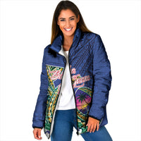Guam Chamorro Padded Jacket Tribal Latte Stone and Seal Artwork Polynesian Patterns LT03 Women Multicolor - Polynesian Pride