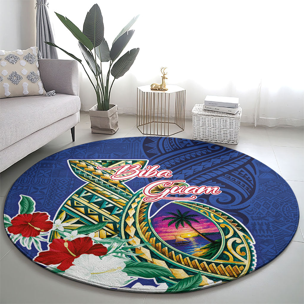 Guam Chamorro Round Carpet Tribal Latte Stone and Seal Artwork Polynesian Patterns LT03 - Polynesian Pride