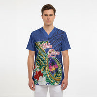 Guam Chamorro Scrub Top Tribal Latte Stone and Seal Artwork Polynesian Patterns LT03 - Polynesian Pride