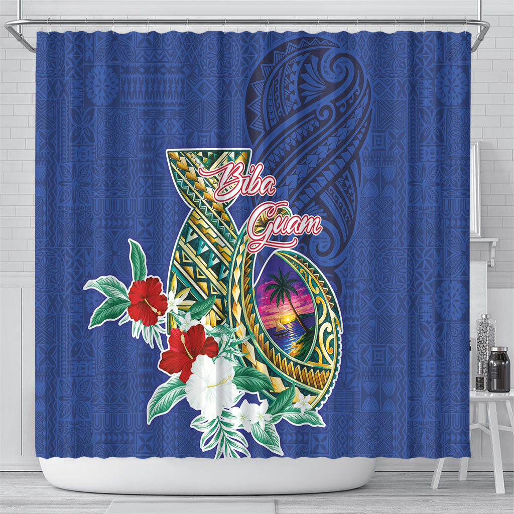 Guam Chamorro Shower Curtain Tribal Latte Stone and Seal Artwork Polynesian Patterns LT03 - Polynesian Pride