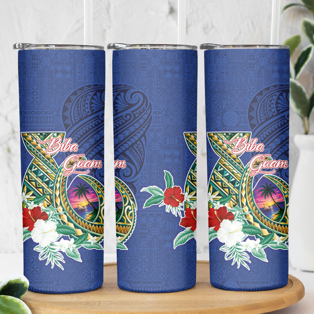 Guam Chamorro Skinny Tumbler Tribal Latte Stone and Seal Artwork Polynesian Patterns LT03 - Polynesian Pride