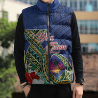 Guam Chamorro Sleeveless Puffer Jacket Tribal Latte Stone and Seal Artwork Polynesian Patterns LT03 - Polynesian Pride