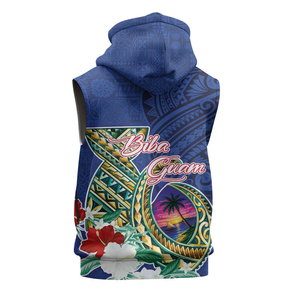 Guam Chamorro Sleeveless Zip Hoodie Tribal Latte Stone and Seal Artwork Polynesian Patterns LT03 - Polynesian Pride