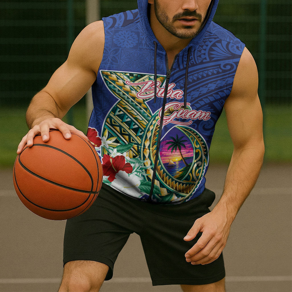 Guam Chamorro Sleeveless Zip Hoodie Tribal Latte Stone and Seal Artwork Polynesian Patterns LT03 - Polynesian Pride