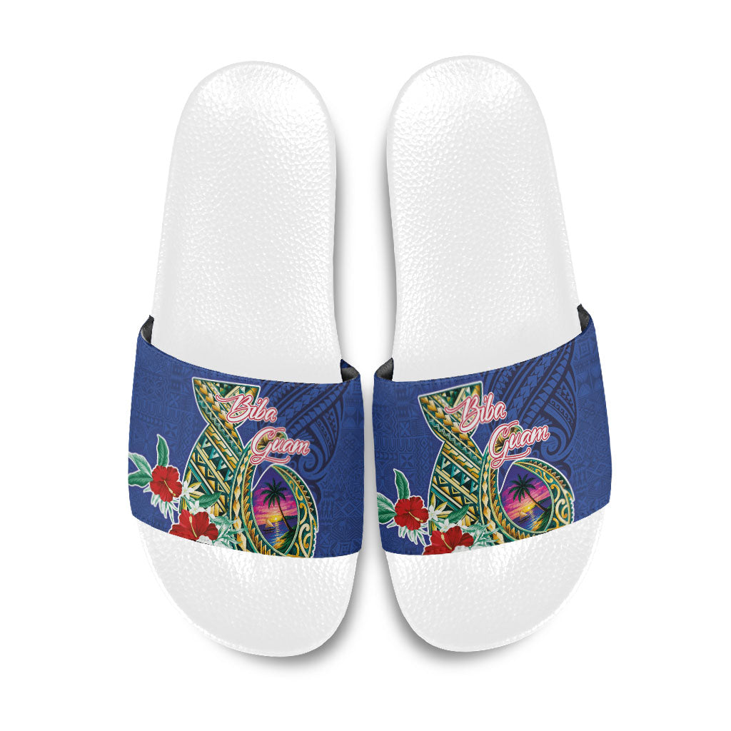 Guam Chamorro Slide Sandals Tribal Latte Stone and Seal Artwork Polynesian Patterns LT03 Multicolor - Polynesian Pride