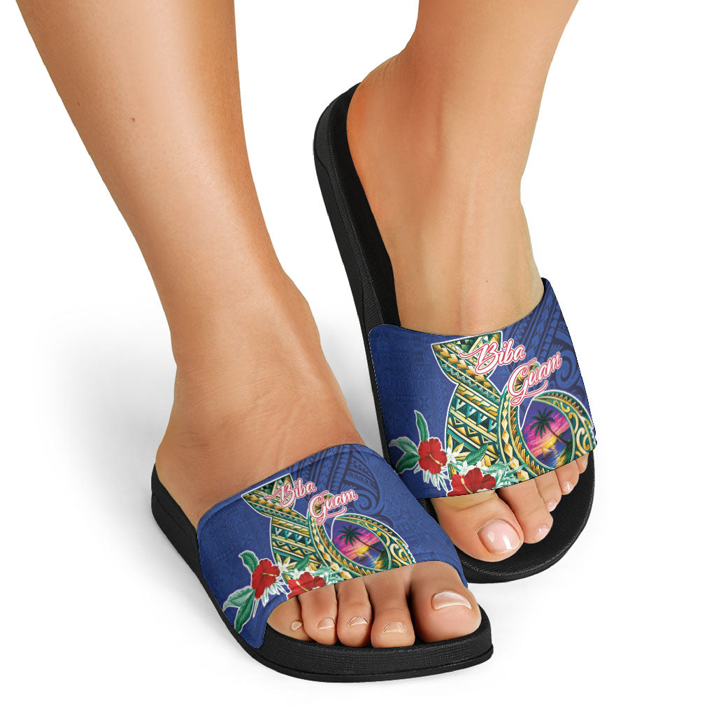 Guam Chamorro Slide Sandals Tribal Latte Stone and Seal Artwork Polynesian Patterns LT03 - Polynesian Pride