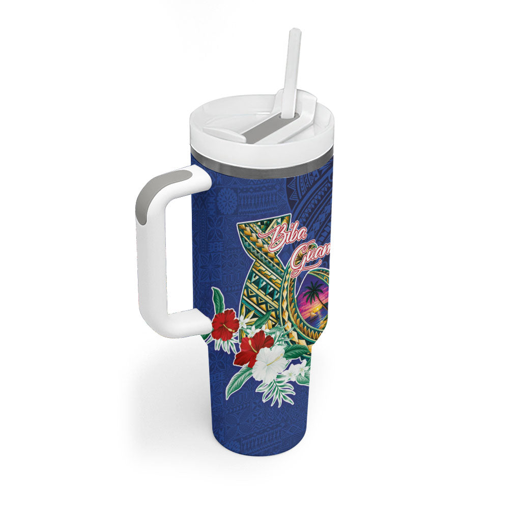 Guam Chamorro Tumbler With Handle Tribal Latte Stone and Seal Artwork Polynesian Patterns LT03 - Polynesian Pride