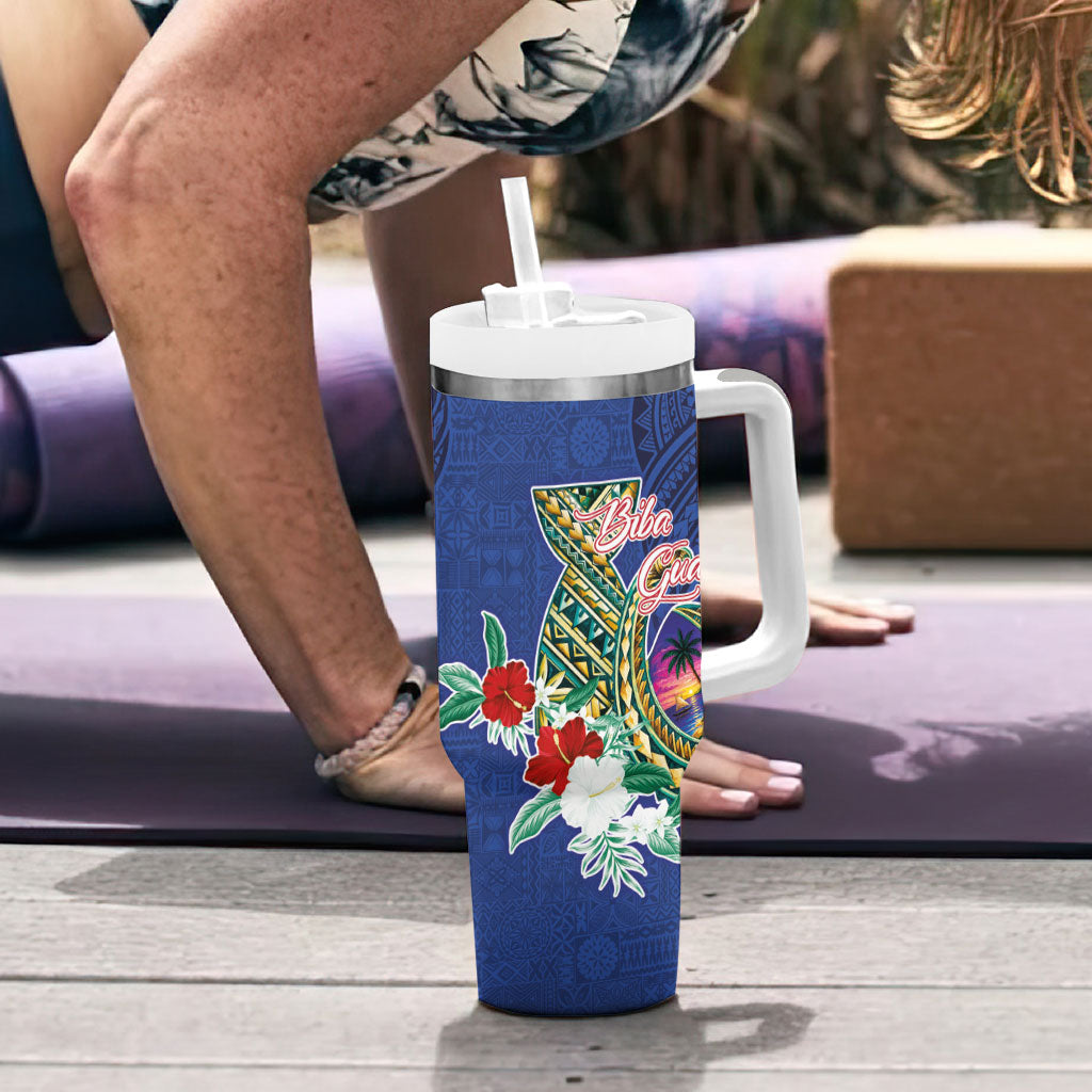 Guam Chamorro Tumbler With Handle Tribal Latte Stone and Seal Artwork Polynesian Patterns LT03 - Polynesian Pride