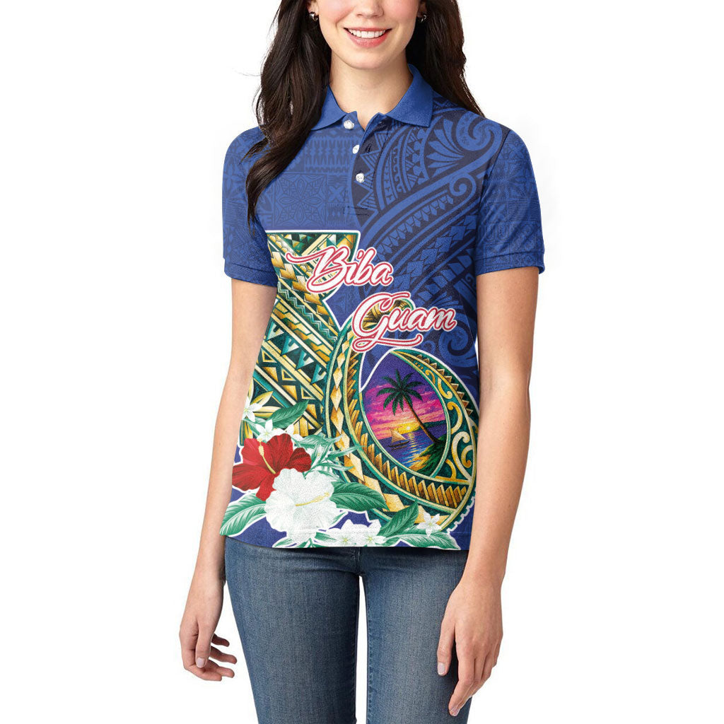 Guam Chamorro Women Polo Shirt Tribal Latte Stone and Seal Artwork Polynesian Patterns LT03 - Polynesian Pride