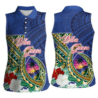 Guam Chamorro Women Sleeveless Polo Shirt Tribal Latte Stone and Seal Artwork Polynesian Patterns LT03 - Polynesian Pride